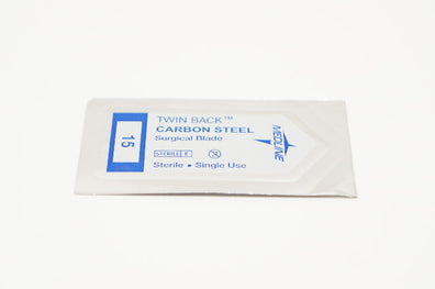 Medline RL10AHZ Twin Back Carbon Steel Surgical Blade, 15
